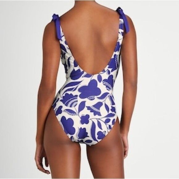 NWT Kate Spade Zigzag Floral Bow-Strap V-neck One-Piece Swimsuit Women’s Size XS - Picture 5 of 15